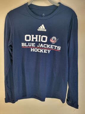 Adidas Ohio Blue Jackets Hockey - Quick Dry Long Sleeve - Mens Medium -Navy Blue